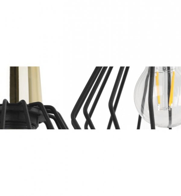Lampa wisząca na okrągłej podsufitce 30 cm, 3 klosze druciane metalowe czarne 18 cm ze złotym wykończeniem, E27 LIGHT HOME