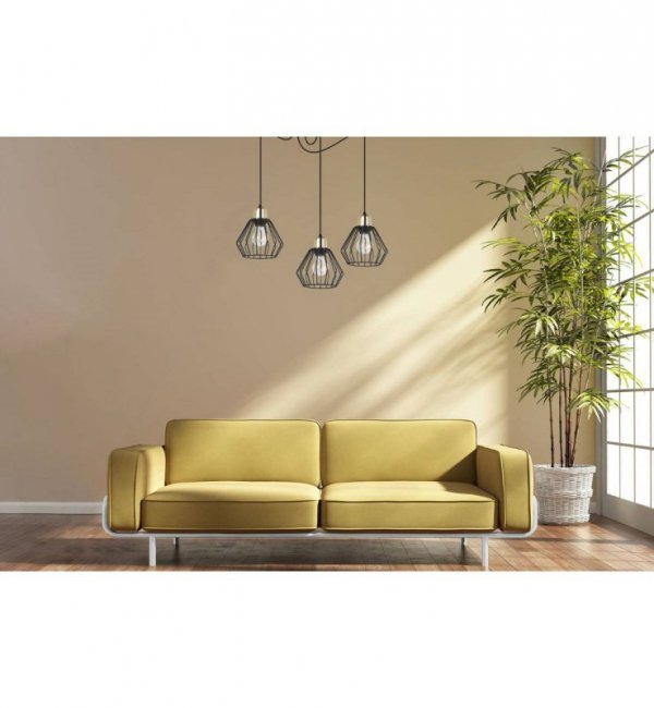 Lampa wisząca typu pająk, 3 czarne druciane klosze metalowe 18 cm ze złotym wykończeniem, E27 LIGHT HOME