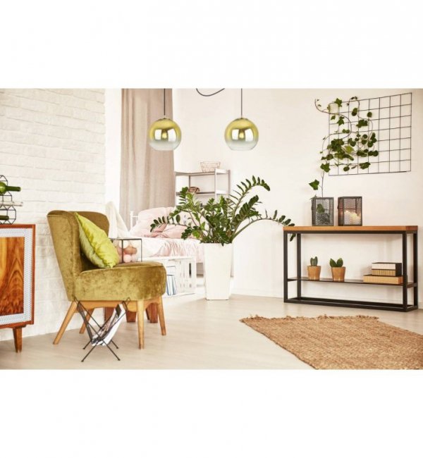 Lampa wisząca typu pająk, 2 klosze szklane złote kule 20 cm, E27 LIGHT HOME