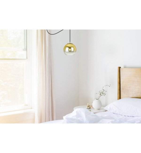 Lampa wisząca typu pająk, szklany złoty klosz kula 15 cm, E27 LIGHT HOME