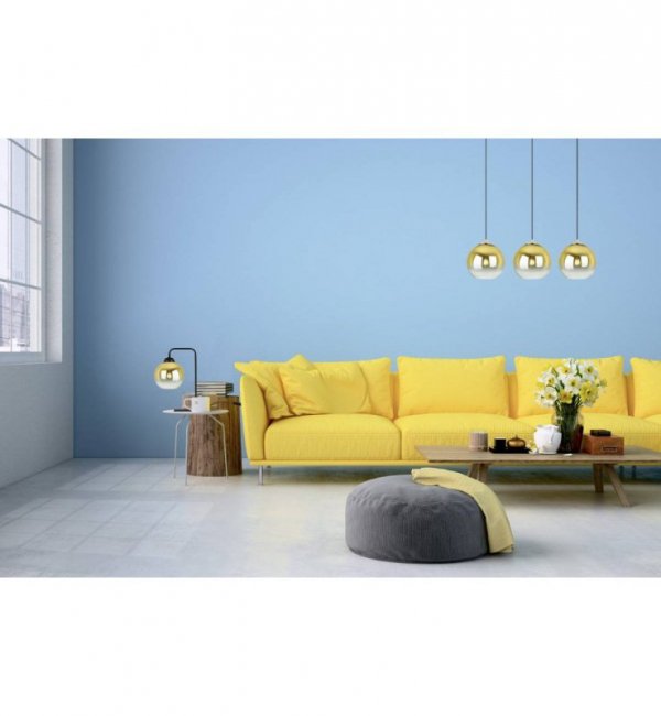 Lampa stołowa z czarnym, metalowym stelażem i złotym kloszem ze szkła w kształcie kuli 15 cm, E27 LIGHT HOME