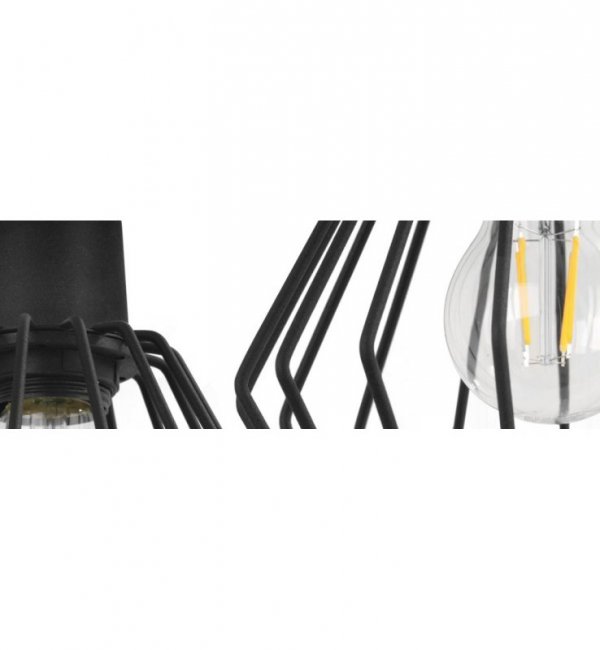 Kinkiet ścienny na zaokrąglonym ramieniu, klosz druciany metalowy czarny 18 cm z czarnym wykończeniem, E27 LIGHT HOME