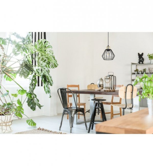 Lampa wisząca zwis, druciany czarny klosz metalowy 18 cm ze złotym wykończeniem, podsufitka 6 cm, E27 LIGHT HOME