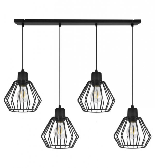 Wisząca lampa regulowana, NUVOLA, 4 źródła światła E27, czarna, na listwie LIGHT HOME