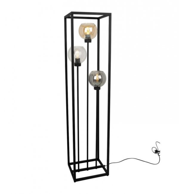 Industrialna lampa stojąca HAGA CAGE, 3 źródła światła, szklane klosze, mix kolorów, E27 LIGHT HOME