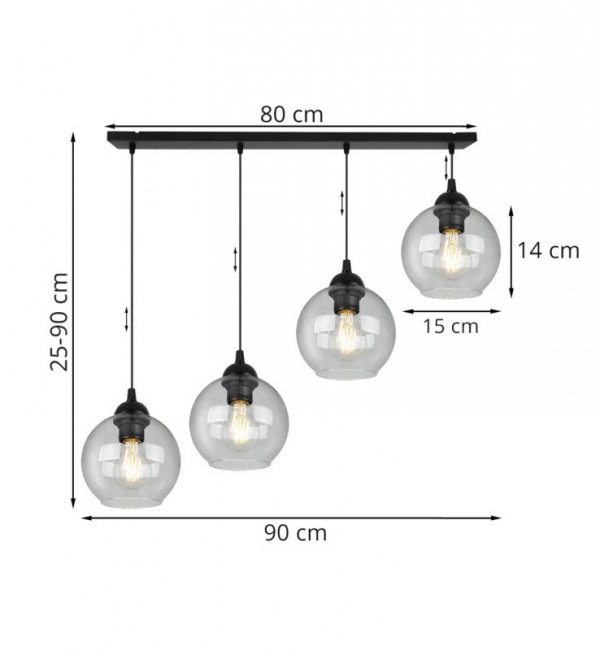Industrialna Regulowana Lampa Wisząca z Metalu i Szkła MIX LIGHT HOME