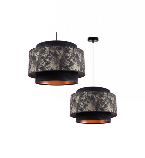 Lampa Wisząca Nowoczesna z Podwójnym Abażurem Czarno Złota E27 WERONA LIGHT HOME