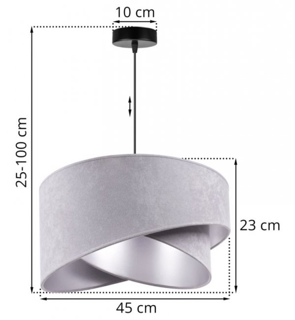 Lampa Wisząca z Abażurem Żyrandol ze Srebrnym Środkiem MEDIOLAN 45 cm LIGHT HOME