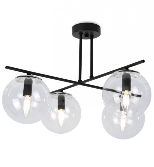 Lampa Sufitowa w Stylu Loft, Żyrandol Szklane Klosze Przezroczyste, E14 LIGHT HOME