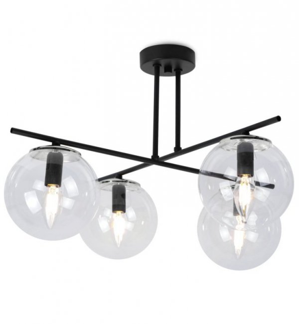 Lampa Sufitowa w Stylu Loft, Żyrandol Szklane Klosze Przezroczyste, E14