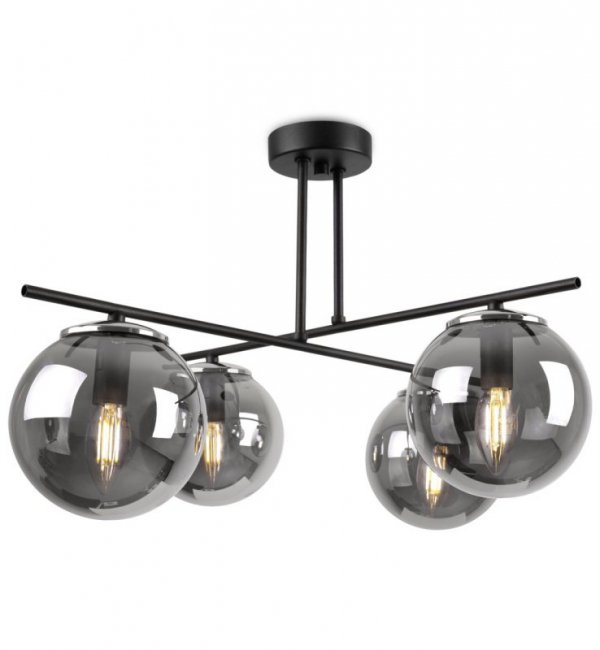 Lampa Sufitowa w Stylu Loft, Żyrandol Szklane Klosze Grafitowe, E14 LIGHT HOME