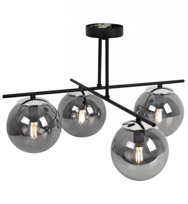 Lampa Sufitowa w Stylu Loft, Żyrandol Szklane Klosze Grafitowe, E14 LIGHT HOME