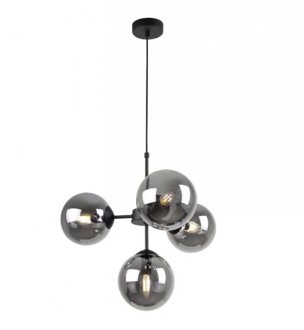 Lampa Wisząca Sufitowa z Regulacją, Żyrandol Czarny, Grafitowe Klosze, E14 LIGHT HOME