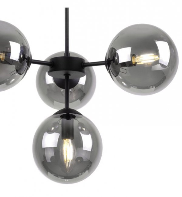 Lampa Wisząca Sufitowa z Regulacją, Żyrandol Czarny, Grafitowe Klosze, E14 LIGHT HOME