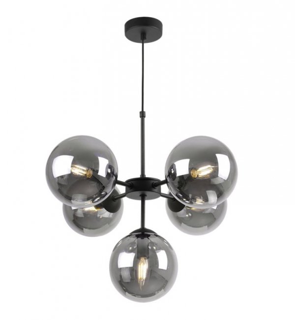 Lampa Wisząca Sufitowa Styl Loftowy, Żyrandol Czarny, Grafitowe Klosze, E14 LIGHT HOME