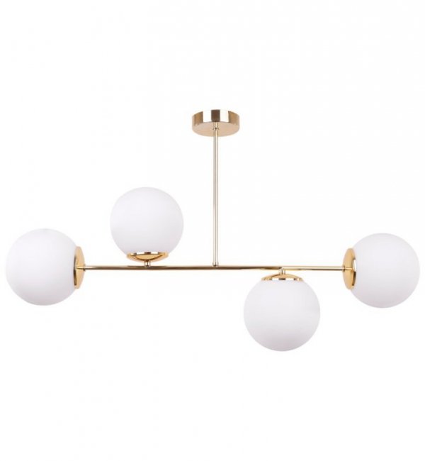 Lampa sufitowa SIENA, 4 szklane klosze, złota konstrukcja, okrągła podsufitka, źródło światła E14 LIGHT HOME
