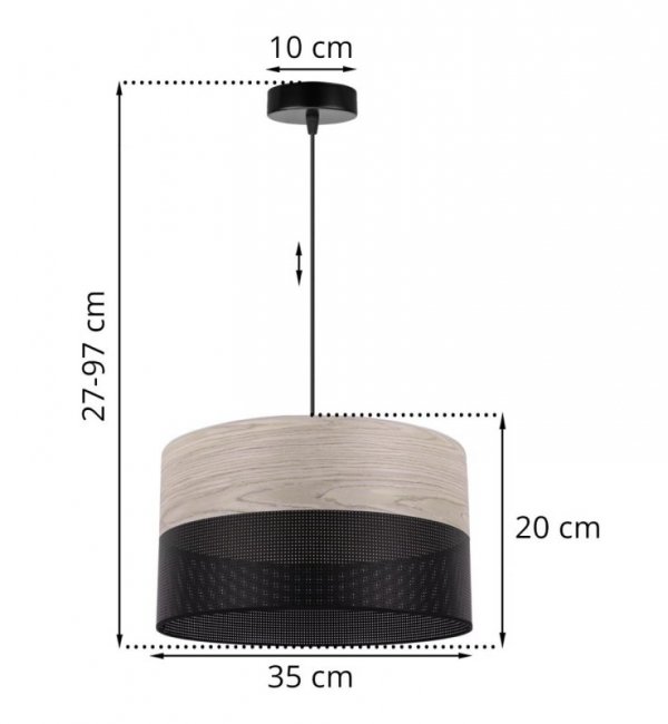 Lampa sufitowa WOOD, abażur z naturalnego drewna dębowego, E27