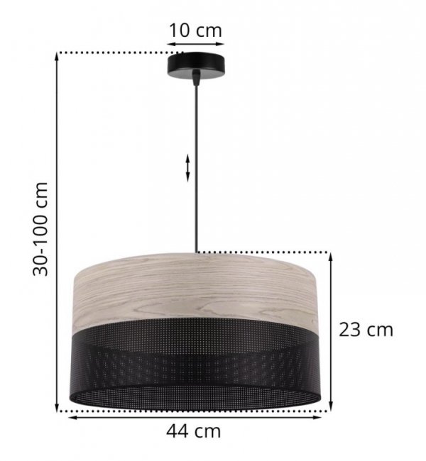 Lampa wisząca WOOD, nowoczesny czarny abażur z fornirem dębowym