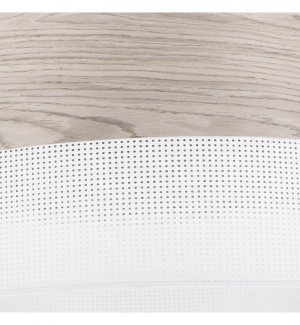 Lampa wisząca WOOD, biały abażur loft z dodatkiem dębowego forniru, 35cm