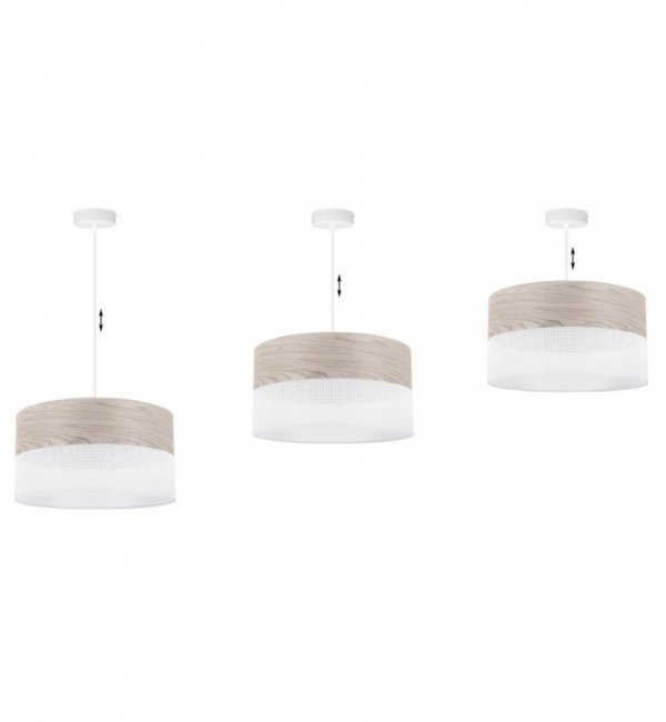 Lampa wisząca WOOD, elegancki biały abażur nad stół lub sofę, fornir, 40cm