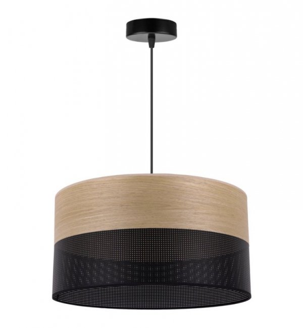 Lampa wisząca WOOD, stylowy abażur do pokoju z fornirem dębowym, 40cm