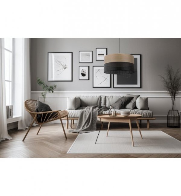 Lampa wisząca WOOD, stylowy abażur do pokoju z fornirem dębowym, 40cm