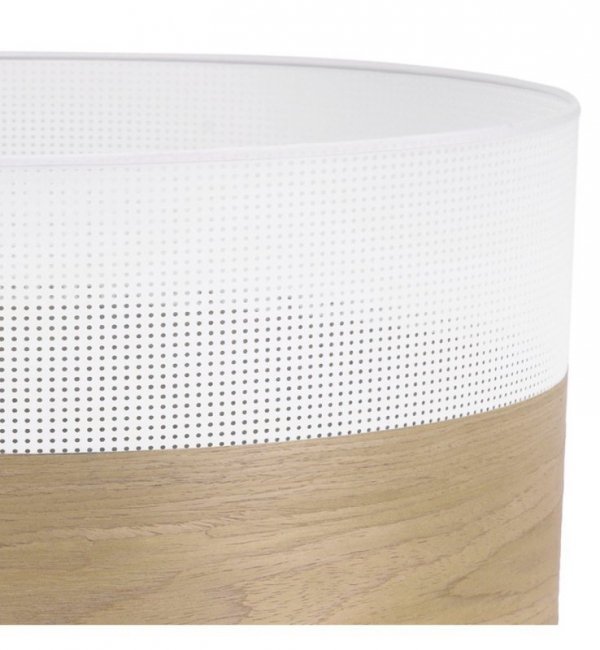 Lampa wisząca WOOD, biały abażur nad stół lub sofę, fornir dębowy