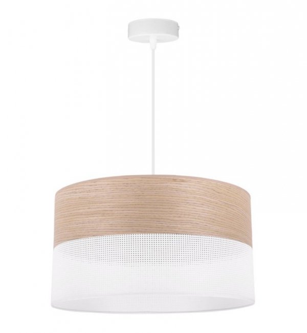 Lampa wisząca WOOD, okrągły abażur loft do jadalni i salonu, E27
