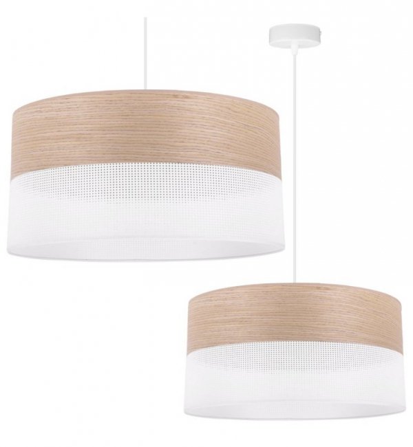Lampa sufitowa WOOD, 44cm, loftowy zwis wiszący z drewnianym abażurem