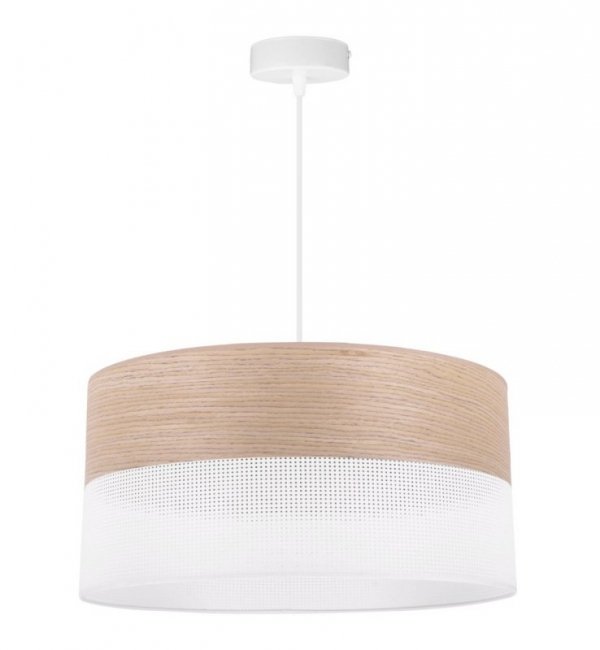 Lampa sufitowa WOOD, 44cm, loftowy zwis wiszący z drewnianym abażurem