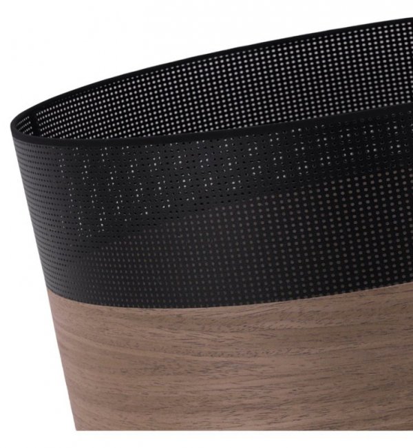 Lampa wisząca WOOD, czarny abażur z okleiną z naturalnego drewna, 35cm