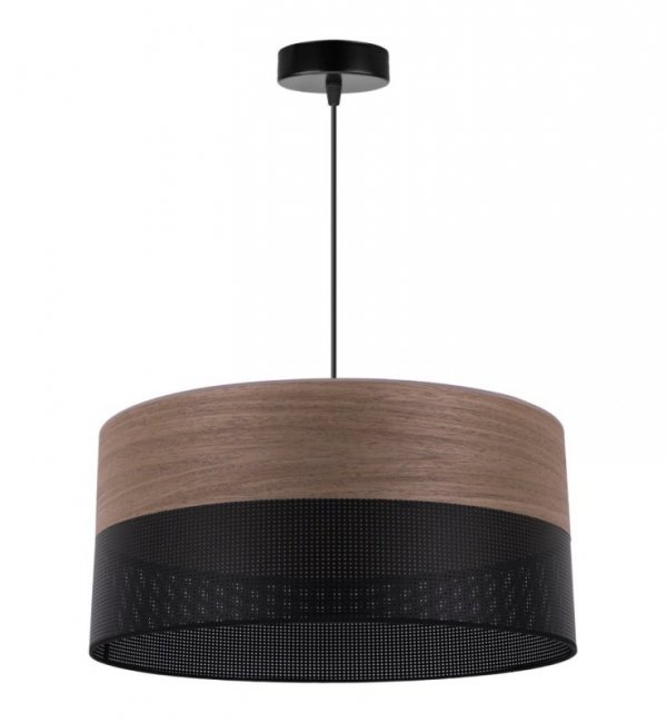 Lampa wisząca WOOD, 44cm, minimalistyczny abażur z fornirem orzechowym