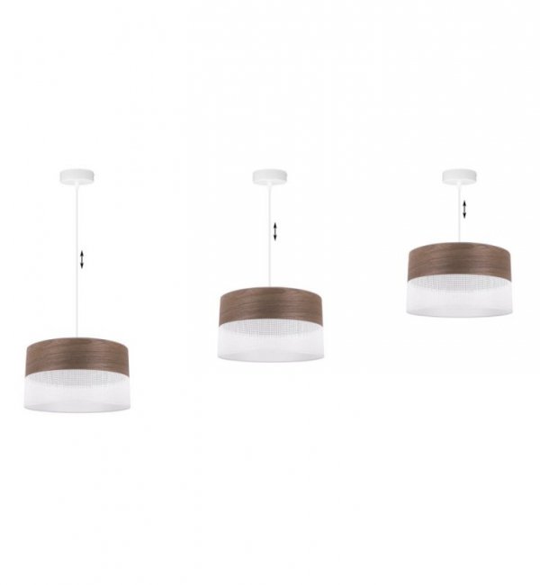 Lampa wisząca WOOD, 30cm, klasyczny biały abażur z dodatkiem drewna