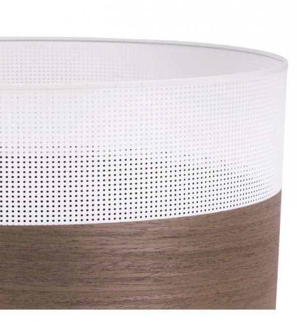 Lampa wisząca WOOD, 30cm, klasyczny biały abażur z dodatkiem drewna