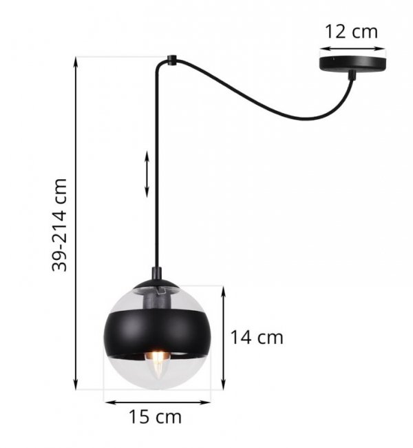 Lampa sufitowa typu pająk TOLEDO, czarna, klosze kule, loft, gwint E14