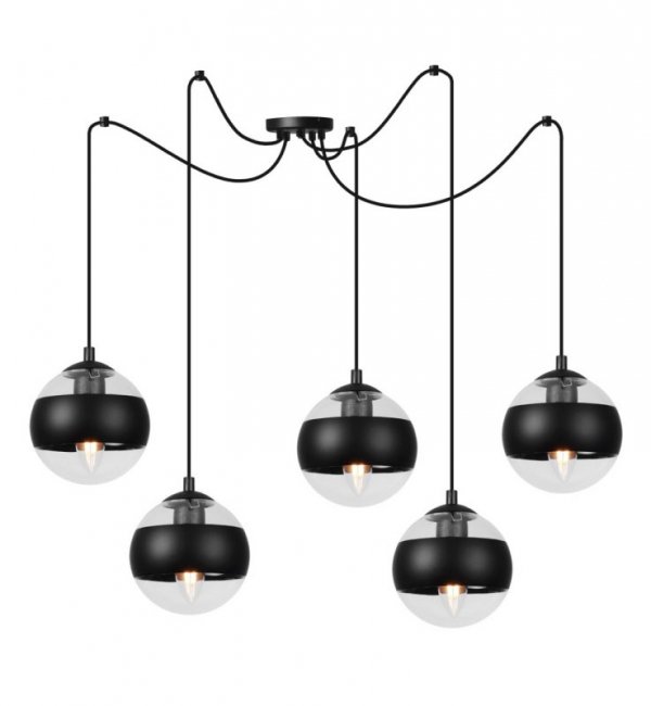 Lampa sufitowa TOLEDO, pająk, czarny żyrandol do pokoju i sypialni, E14
