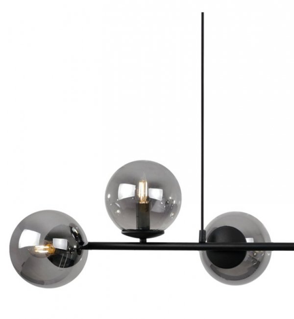 Lampa sufitowa SIENA, czarny żyrandol loft z grafitowymi kloszami, gwint E14
