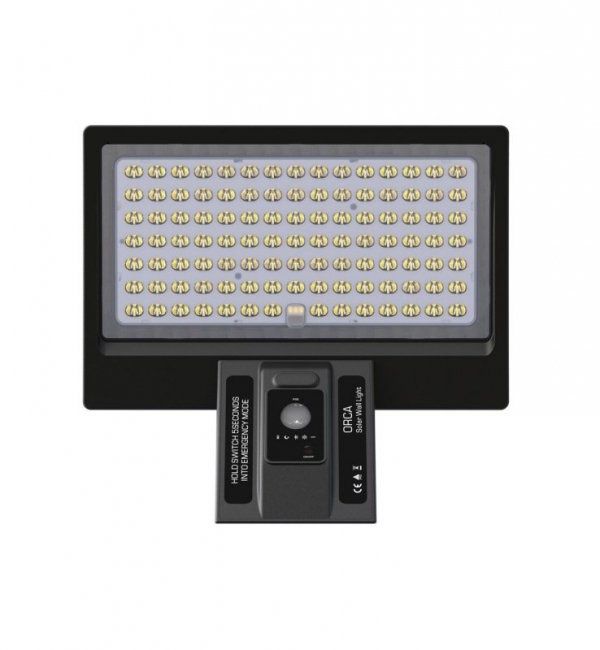 Lampa solarna MILO, elewacyjna, ogrodowa, naświetlacz LED, czujnik zmierzchowo-ruchowy