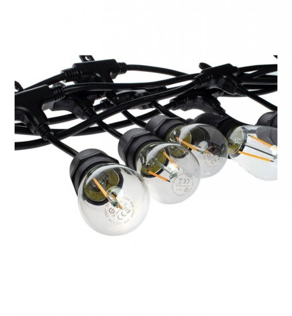 Girlanda ogrodowa z żarówkami LED, 10 źródeł światła, dekoracyjna, czarna, 10m