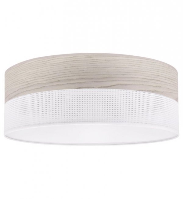 Lampa sufitowa WOOD, biały plafon z fornirem do salonu, jadalni, sypialni, 40cm