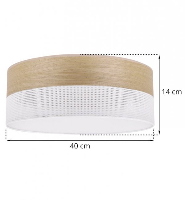 Lampa typu plafon z abażurem WOOD, sufitowa, 40cm, złocisty fornir dębowy