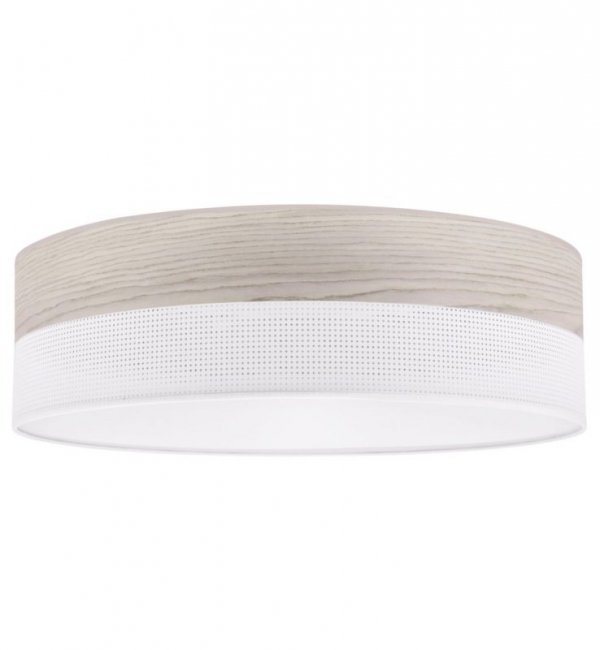 Lampa typu plafon WOOD, biało-beżowy okrągły żyrandol 50cm, elegancki, 3xE27