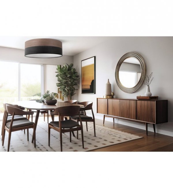 Lampa typu plafon z abażurem WOOD, okrągła, 40cm średnicy, na 3 źródła światła E27