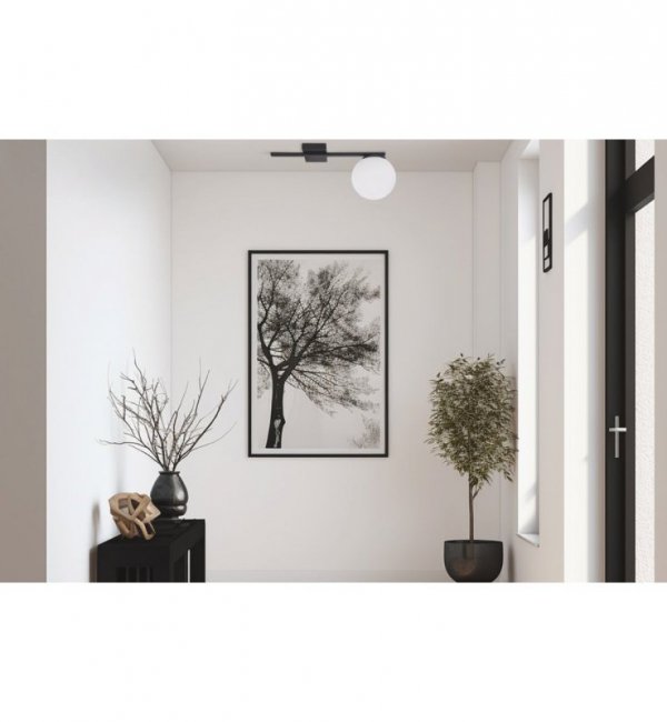 Lampa sufitowa ALTA, czarny plafon, białe kule, nowoczesny, loft, 1 źródło światła, E14