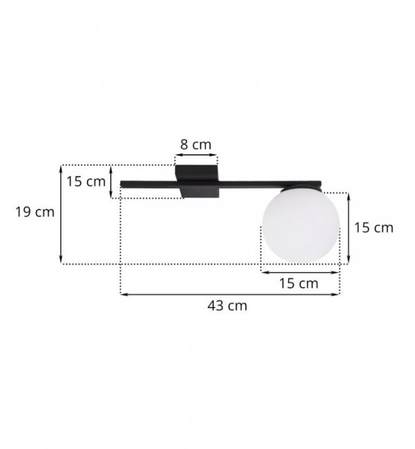 Lampa sufitowa ALTA, czarny plafon, białe kule, nowoczesny, loft, 1 źródło światła, E14