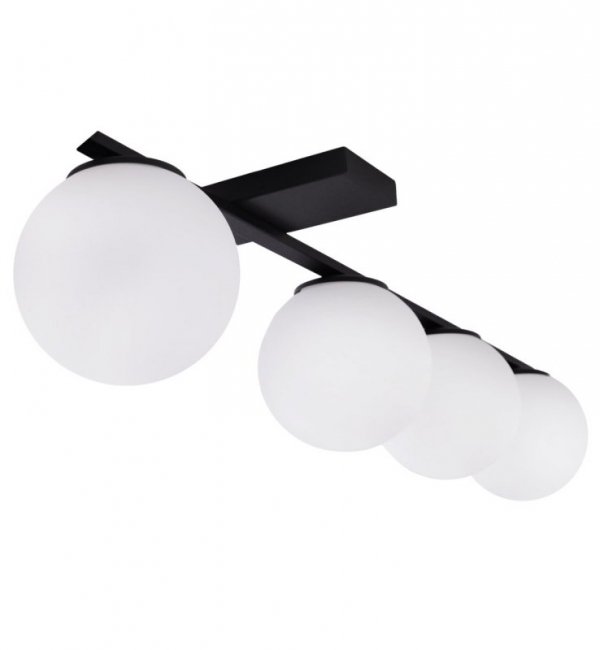Lampa sufitowa typu plafon, ALTA, białe kule, czarna konstrukcja w stylu nowoczesnym