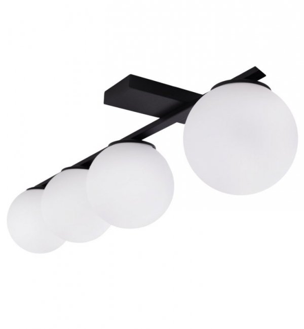 Lampa sufitowa typu plafon, ALTA, białe kule, czarna konstrukcja w stylu nowoczesnym