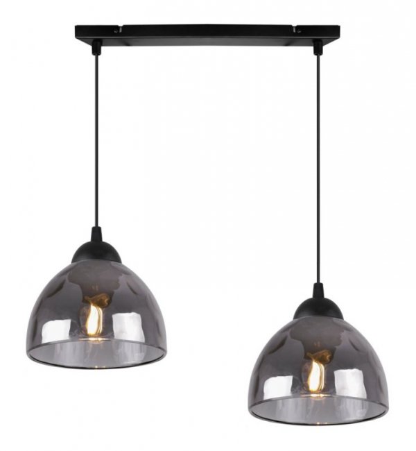 Lampa sufitowa VENICE, wisząca, podwójna, listwa nad stół i wyspę, grafitowe szklane klosze
