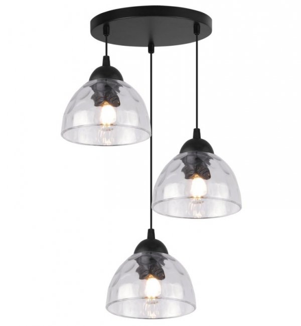 Lampa wisząca VENICE, sufitowa, żyrandol z trzema szklanymi kloszami, loft, nowoczesna