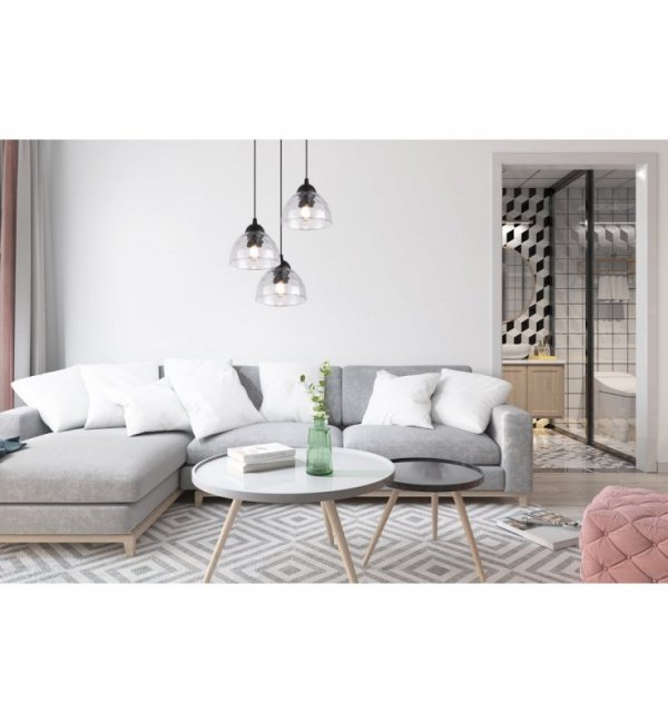 Lampa wisząca VENICE, sufitowa, żyrandol z trzema szklanymi kloszami, loft, nowoczesna